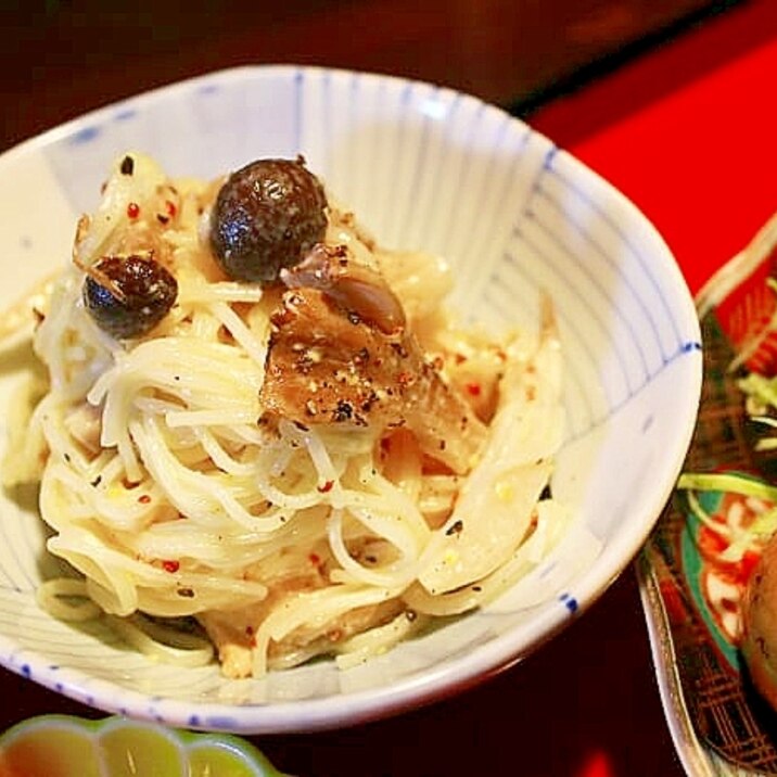 茸と素麺のサラダ